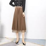 Double-sided Lace-panelled Pleated Skirt