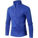 Mens Minimalist Casual Half-zip Turtleneck Sweater