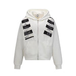 Letter-print Sporty Cardigan Hoodie For Men
