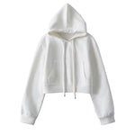 Hooded Cropped Sweatshirt Womens Casual Sports Jacket