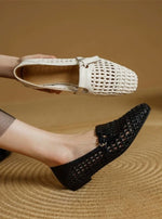 Womens Slip-on Leather Belt-buckle Mules