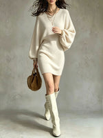 Round-neck Loose-fit Pullover Sweater Dress