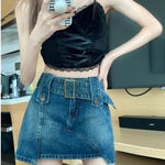 Retro Denim Skirt Womens Hong Kong Style Spicy Girl Skort