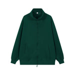Womens Loose-Fit Zip-Up Hooded Jacket Solid-Color Sweatshirt