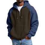 Color-block Waffle-knit Long-sleeve Hooded Jacket