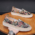 Slip-on Casual Fisherman Shoes Embroidered With Floral Patterns