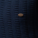 Mens Striped Jacquard Sweater With Half Zip And Stand Collar