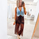 Sexy Leopard-print Sheer Long Dress For Women