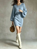 Round-neck Loose-fit Pullover Sweater Dress