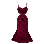 Women's Sexy Socialite Pleated Waist Tight Suspender Dress