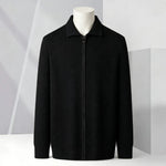 Solid-color Cardigan Zip-up Mens Jacket