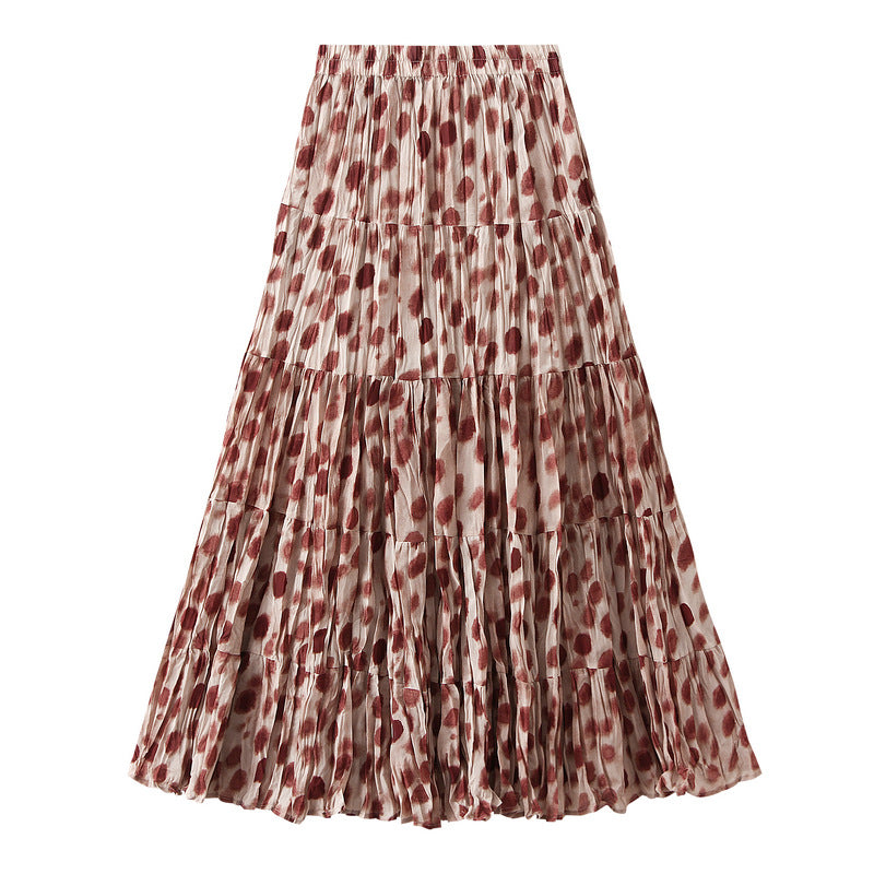 High-waisted A-line Figure-flattering Multi-layered Pleated Midi Skirt
