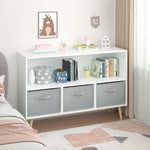 Fiberboard Children's Bookshelf With Foldable Fabric Drawers