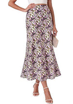 Bohemian A-line High-waisted Chic Silk Midi Dress For Women