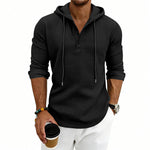 Loose-fit Retro Long-sleeve Henley Casual Sweatshirt
