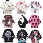 Printed Cardigan Loose-fit Mens Jacket Cloak-style Shirt