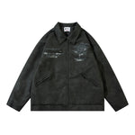 Men's Cross Print Loose Leather Jacket