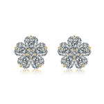 S925 Sterling Silver Heart Flower Stud Earrings, 5x5mm D-VVS1 Moissanite Cluster, Platinum Plated 3.4g Women's Jewelry Gift Box