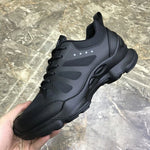 2026 Summer New Men's Casual Shoes, Fly Knit Mesh Breathable Sneakers, Black Lace-Up Platform Sole Versatile Trendy Footwear