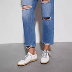 Womens Casual Long Denim Jeans With Rips