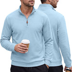Mens Half-Zip Stand-Neck Long-Sleeve Top Plus-Size Casual Sweatshirt