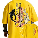 Mens Casual Loose-fit Printed Round-neck Short-sleeve Shirt