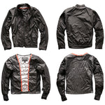 Men's Genuine Leather Stand Collar Slim Motorcycle Suit