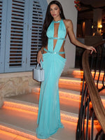 Weird Puss Sequin Patchwork Hollow Dress Women Fashion Sexy Halter Backless Ruched Elegant Trend Vacation Party Club Bodycon thumbnail 12