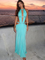 Weird Puss Sequin Patchwork Hollow Dress Women Fashion Sexy Halter Backless Ruched Elegant Trend Vacation Party Club Bodycon thumbnail 16