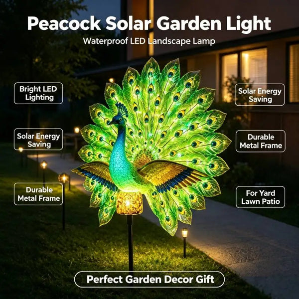 PeacockGlow™ Garden Light 🦚✨ — Solar-Powered Yard Elegance