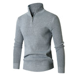 Mens Minimalist Casual Half-zip Turtleneck Sweater
