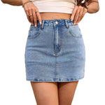 Womens Casual Stretch Washed Denim Skirt