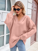 Solid-color Pocketed Long-sleeve Hooded Sweatshirt Jacket