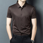 Men's Solid Color Button Short-sleeved Shirt Top