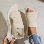 Platform Fish-mouth Hollow-out Knit Breathable Lightweight Soft-soled Sneakers