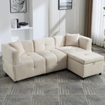 80 Sectional Sofa Couch With Removable Storage Ottoman, Fabric Sofa For Living Room Apartment, L-Shaped Sofa With 2 Pillows For Home Apartment Office Living Room