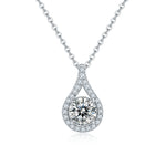 S925 Sterling Silver Teardrop Halo Necklace, 1ct Moissanite & Lab-Grown Ruby&Emerald, Platinum Plated Pendant With GRA Certificate Gift Box