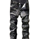 Men's Motorcycle Zipper-Decorated Jeans Slim Fit Ripped