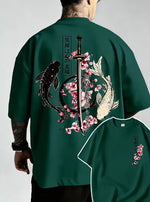 Mens Casual Loose-fit Printed Round-neck Short-sleeve Shirt