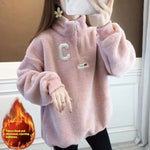 Womens Stylish Padded Loose-fitting Half-zip Jacket
