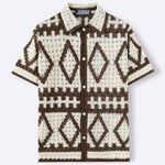 Mens Retro Diamond-Pattern Embossed Cardigan
