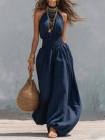 Stylish Sleeveless Halter Jumpsuit For Women