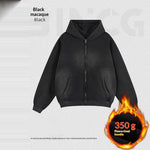 Fleece-lined Streetwear-inspired Washed Hoodie With Gradient Spray-dye Jacket