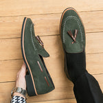 Men's Low Cut Casual And Fashionable Youth Frosted Leather Bean Shoes