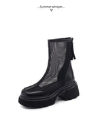 Summer Hollow Out Breathable Mesh Platform Chunky Heel Boot