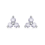 S925 Sterling Silver Trinity Stud Earrings, 0.6ct D-VVS1 Moissanite, Platinum Plated 1.2g Women's Minimalist Jewelry Gift Box