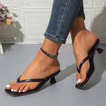 Womens Thong Sandals With Chunky Heels