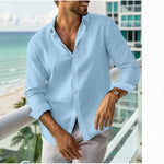 Mens Long-sleeve Lapel-button Shirt