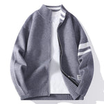 Mens Thermal Knitted Jacket With A Mock Neck And Long Sleeves