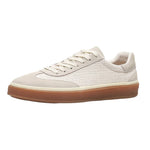 Low-top Casual Shoes With Cowhide And Linen Patchwork